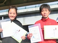 5Kmの部で優勝の石田和詳さんと鳥枝樹里亜さん