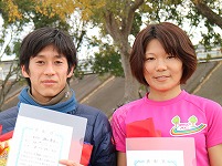 10Kmの部で優勝の瀬口啓太さんと瀬口美香さん